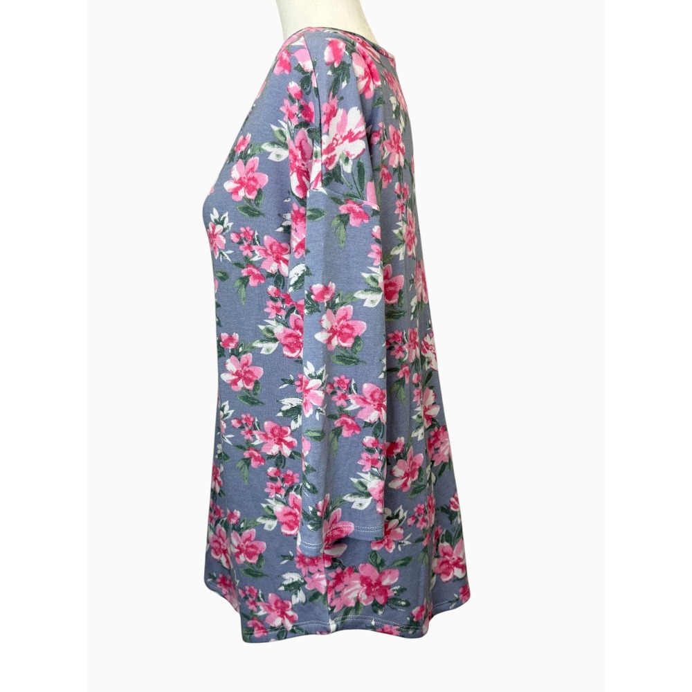 Dear Scarlett Women's M Blue Pink Floral Tunic Top 3/4 Sleeve NWOT - Picture 5 of 8